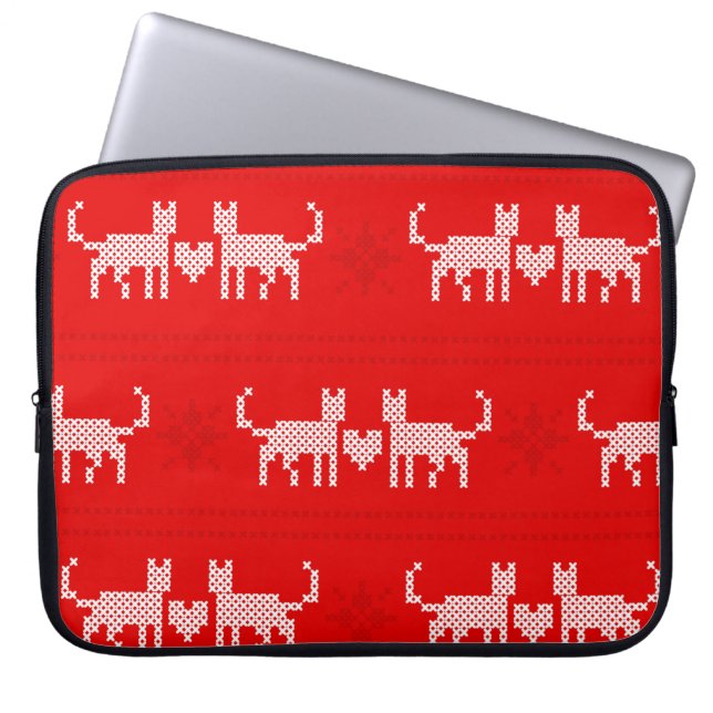 Kreuzstich-Weihnachtskatzen in Liebe mit s Laptopschutzhülle (Vorderseite)
