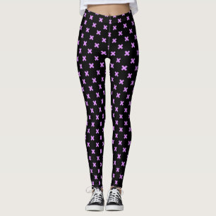 Kreuzstiche von Lilac auf schwarz Leggings