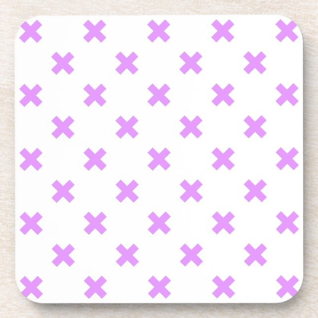Kreuzstiche von Lilac auf Weiß Getränkeuntersetzer (Vorderseite)