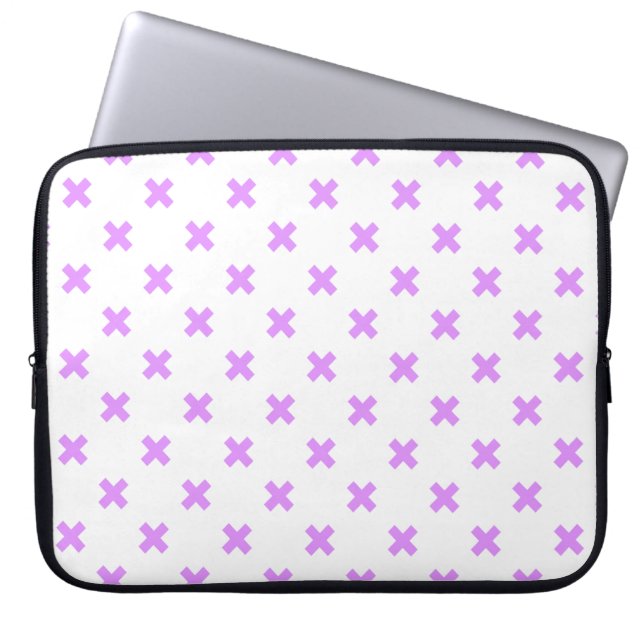 Kreuzstiche von Lilac auf Weiß Laptopschutzhülle (Vorderseite)