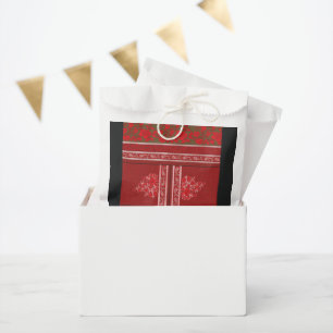 Kreuzstickermuster mit roten Blume und Reben Geschenktütchen