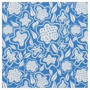 Kreuzstitch Floral Royal Blau und Weiße Stoffe