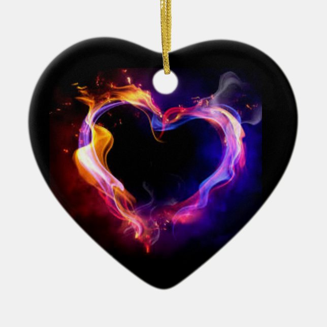 **KREUZUNG** HERZ AM FEUER KERAMIK ORNAMENT (Vorne)