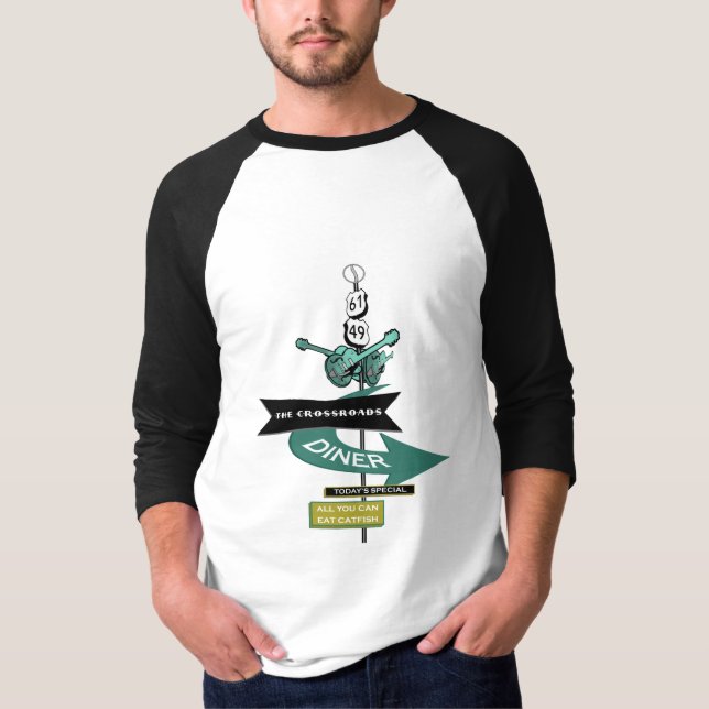 Kreuzungs-Vintages Restaurant-Zeichen T-Shirt (Vorderseite)