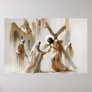 Kreuzweg Jesus begegnet seiner Mutter Poster