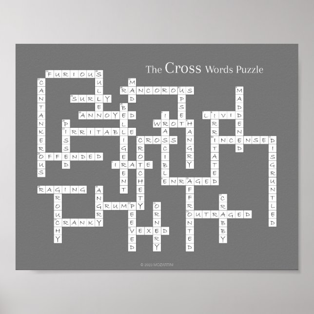 Kreuzworträtsel Puzzle Grumpy Spaß Gray Poster (Vorne)