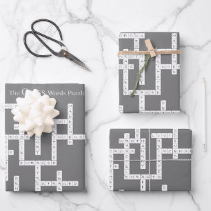 Kreuzworträtsel Puzzle Semantics Spaß grau Geschenkpapier Set