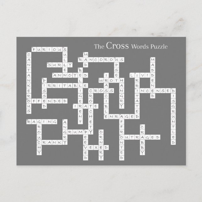 Kreuzworträtsel Puzzle Semantics Spaß grau Postkarte (Vorderseite)