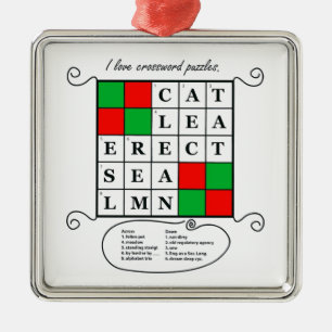Kreuzworträtsel-Verzierung Silbernes Ornament