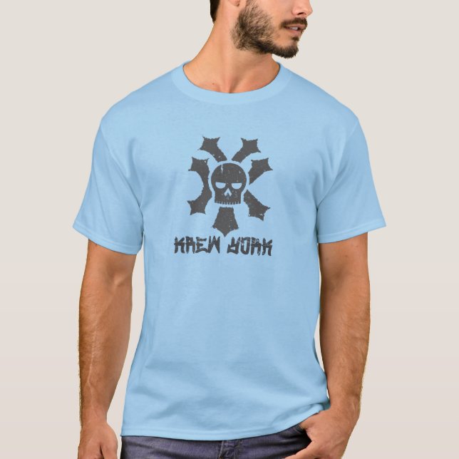 KREW YORK STREET STIL - GRUNGE SKULL - GRAU T-Shirt (Vorderseite)