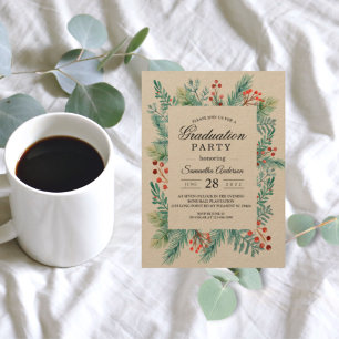 Krfat Winter Leaf Rahmen Grüne Einladung