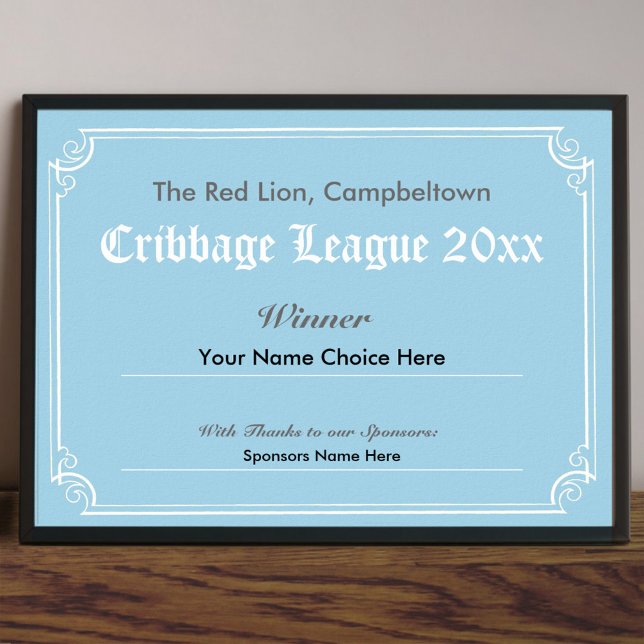 Kribbage Wettbewerb Gewinner-Zertifikat Poster (Von Creator hochgeladen)