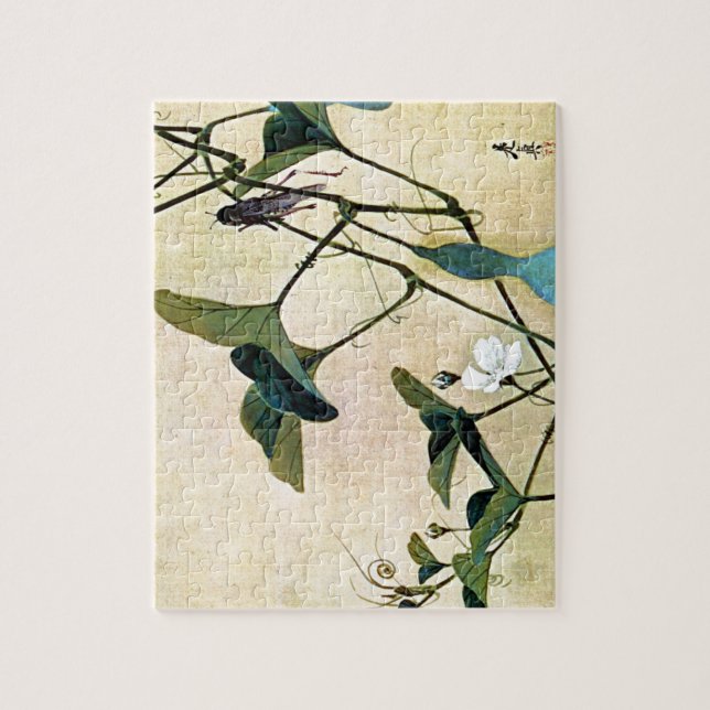 Kricket auf einer Rebe-Japaner Woodblock Kunst (Vertikal)
