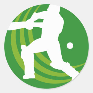 Kricket Batsman-Schlagen-Silhouette Runder Aufkleber
