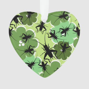 Kricket-Blumenmuster-Grün + Schwarzes Ornament