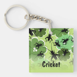 Kricket-Blumenmuster-Grün + Schwarzes Schlüsselanhänger