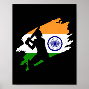 Kricket patriotisches Indien Sporttrikot Geschenk Poster
