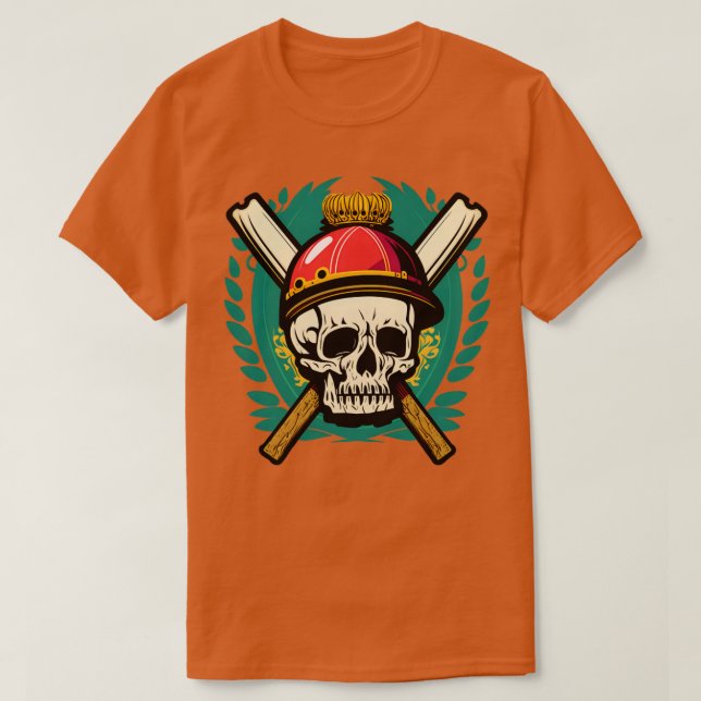 Kricket Player Skull Helmet Bat (1) T-Shirt (Design vorne)