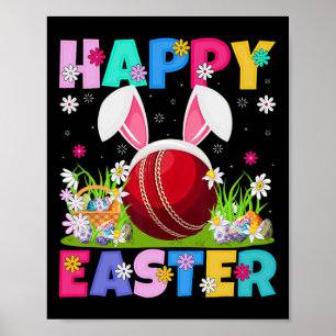Kricketspieler Ostereier-Suche Hasenohren Kricket Poster