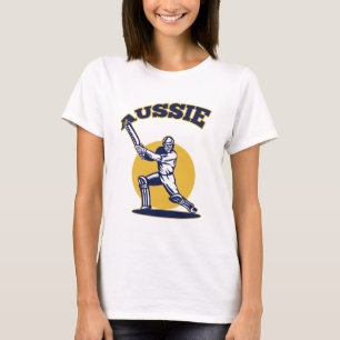 Kricketspieler-Schlagmann Australien Retro T-Shirt