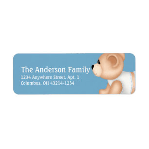 Kriechende Teddybär-Baby-Blue1-Adressen-Etiketten