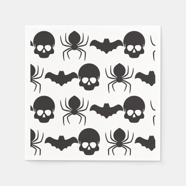 Kriechendes Halloween - Skull, Spione & Bat Serviette (Vorderseite)
