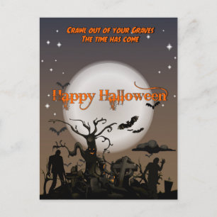 Kriecht aus euren Gräbern Halloween-Postkarte Postkarte