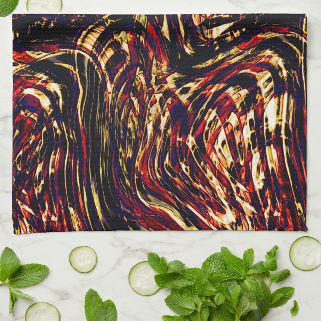 Krieg der goldenen Bänder gegen Rot, in dunklem Fo Geschirrtuch (Gefaltet)