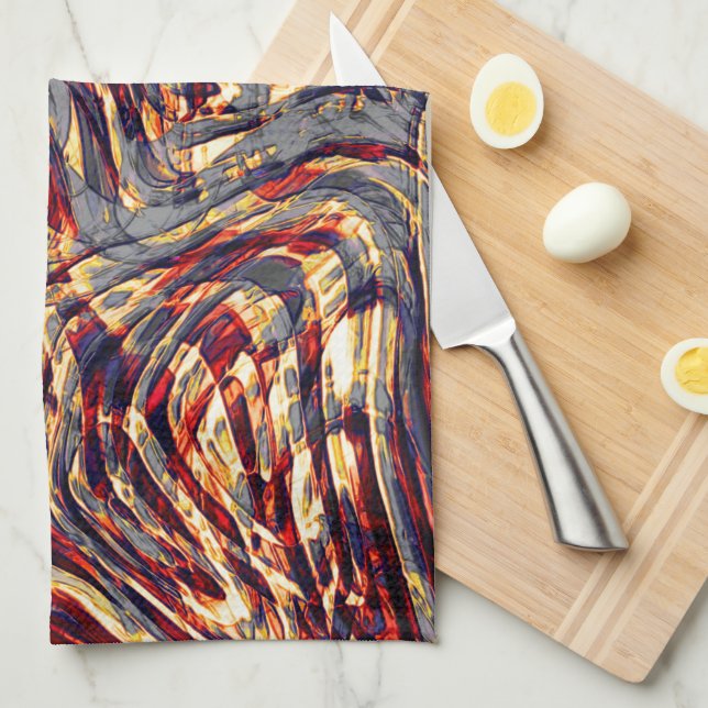 Krieg der Orangenbänder gegen Rot, über Graufonds Geschirrtuch (Viertel Falte)