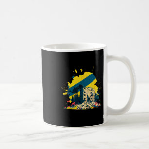 Krieg Ukraine - Zerstörte ukrainische Stadt Kaffeetasse