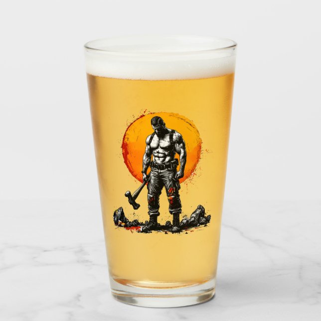 Krieger Barbar mittelalterliche Fantasie HummerGla Glas (Vorne (Gefüllt))