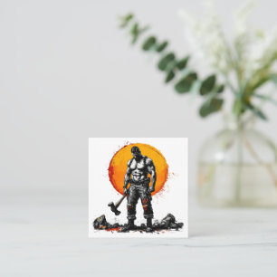 Krieger-Barbar mittelalterliche Fantasy Business C Quadratische Visitenkarte