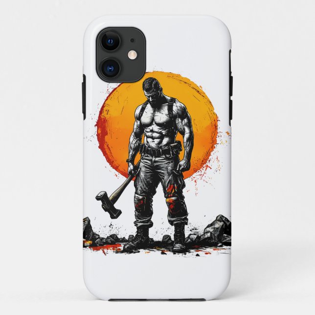 Krieger barbarische mittelalterliche Fantasie Humm Case-Mate iPhone Hülle (Rückseite)