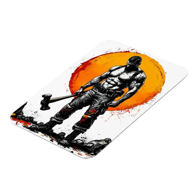 Krieger barbarische mittelalterliche Fantasie Humm Magnet (Linke Seite)