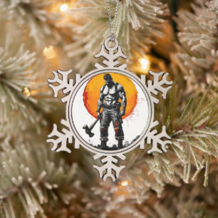 Krieger barbarische mittelalterliche Fantasie Humm Schneeflocken Zinn-Ornament