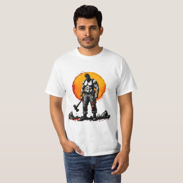 Krieger barbarische mittelalterliche Fantasie Humm T-Shirt (Vorne ganz)