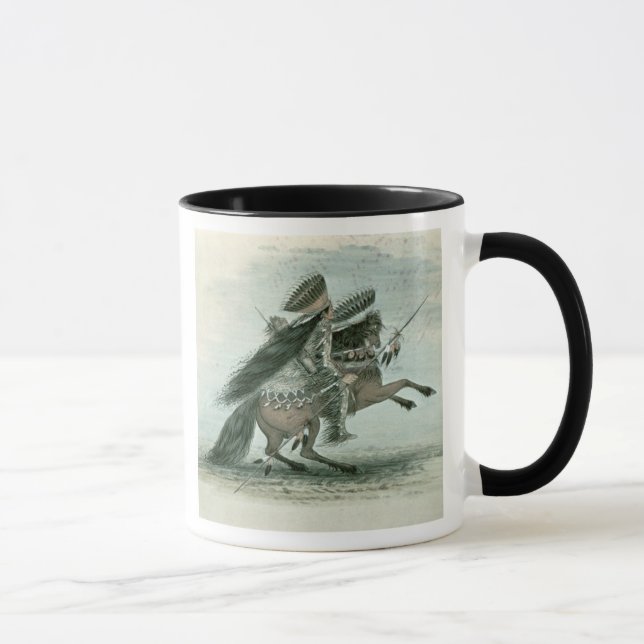 Krieger des Krähen-Stammes (w/c auf Papier) Tasse (Rechts)
