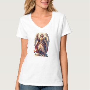 Krieger-Erzengel Michael Frauen V-Ausschnitt T-Shi T-Shirt