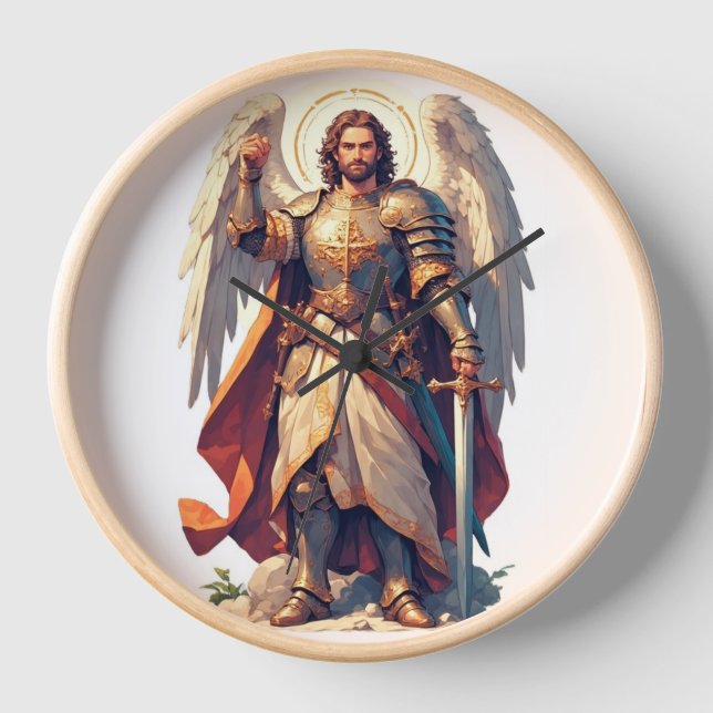 Krieger-Erzengel-Michael-Wanduhr Uhr (Vorderseite)