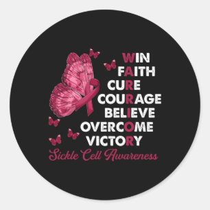 Krieger gewinnen Faith Cure Ribbon Sickle Cell Awa Runder Aufkleber