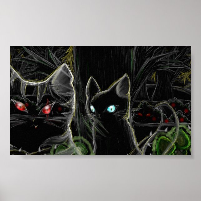 Krieger Hawfrost und Tigerstar - Der dunkle Wald Poster (Vorne)