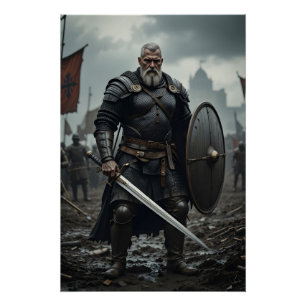 Krieger im Veteran-Schlachtfeld Poster