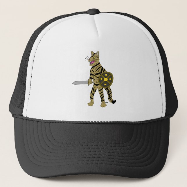 Krieger Katze Truckerkappe (Vorderseite)