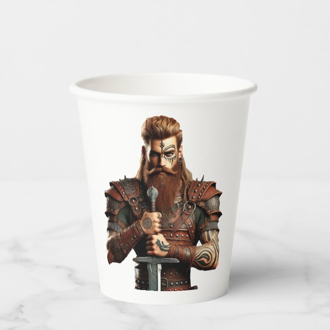 Krieger mit Schwert Pappbecher (Vorderseite)