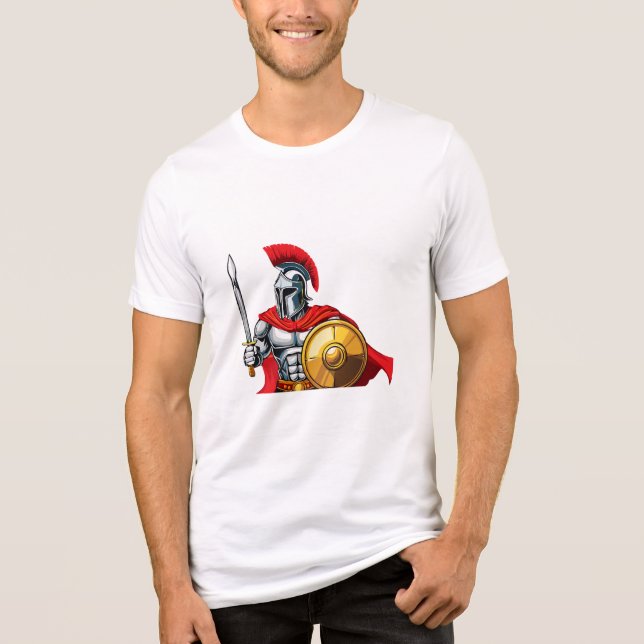 Krieger mit Schwert und Schild, bereit für die Sch Tri-Blend Shirt (Vorderseite)