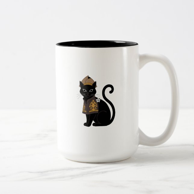 Krieger Schwarze Katze Kaffeetasse (Rechts)