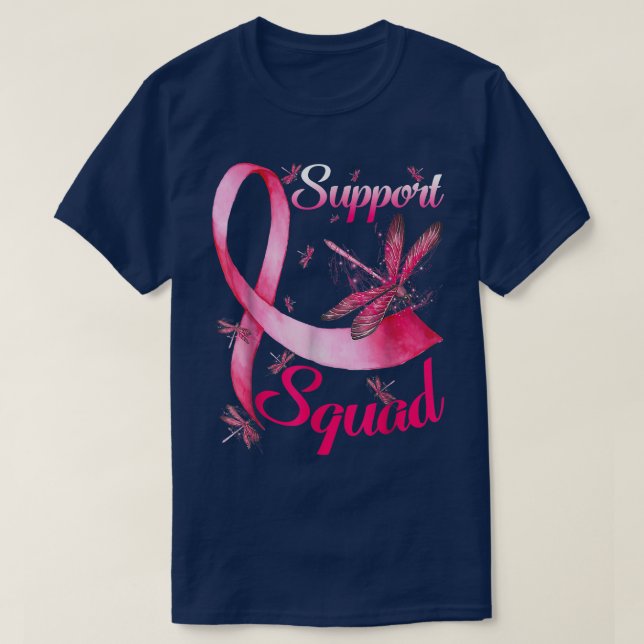 Krieger unterstützen Klatsche-Dragonfly-Brustkrebs T-Shirt (Design vorne)