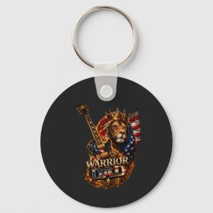 Krieger-Vater-Löwe-Amerikanische-Flagge-Gitarre Schlüsselanhänger