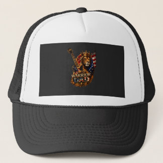 Krieger-Vater-Löwe-Amerikanische-Flagge-Gitarre-T- Truckerkappe