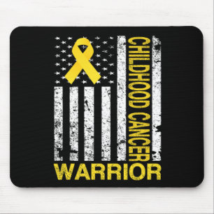 Kriegerbewusstsein für Kinderkrebs USA-Flagge Gold Mousepad